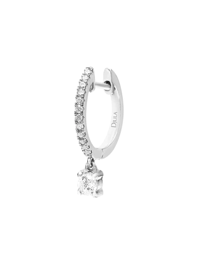 Djula Women's Glam Rock 18k White Gold & Diamond Hanging Square Single Hoop Earring