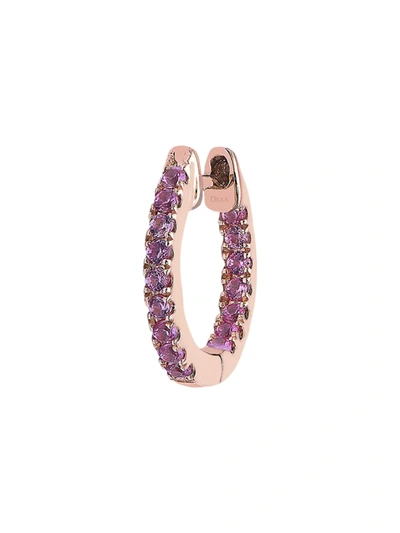 Djula Women's Précieuse 18k Rose Gold & Pink Sapphire Single Hoop Earring