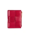 Bottega Veneta Mini Bi-fold Leather Wallet In Dark Red