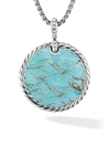 David Yurman Dy Elements Swivel Disc Pendant With Black Onyx, Mother-of-pearl & Pavée Diamonds In Turquoise
