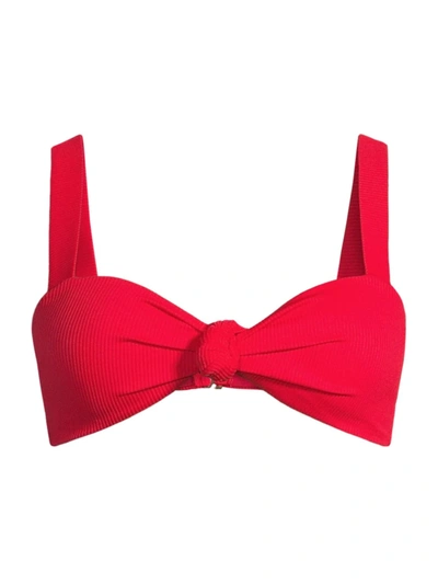 Beach Riot Sophia Ribbed Bikini Top In Red