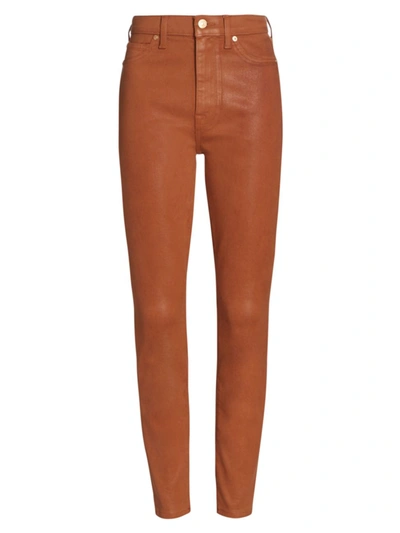 7 For All Mankind High-rise Stretch Coated Skinny Jeans In Coated Spice