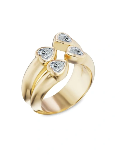 Sorellina Women's Lovers 18k Yellow Gold & Diamond Bypass Ring In Yellow Gold,white Diamonds