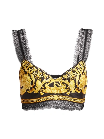 VERSACE WOMEN'S SILK HERITAGE PRINT BRA TOP,400015264193