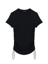 Theory Ruched Organic Cotton Tee In Black