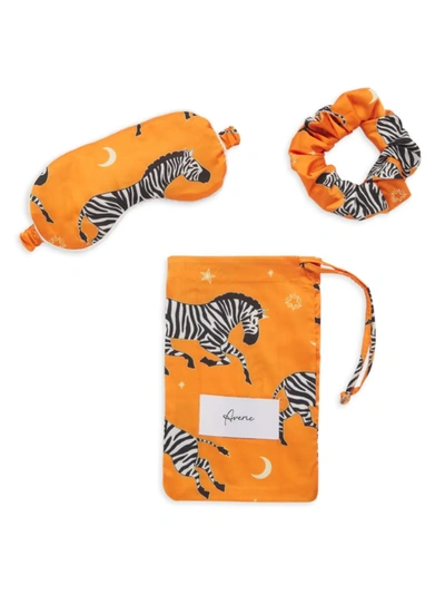 Averie Sleep Women's Aren Scrunchie & Mask Set In Orange
