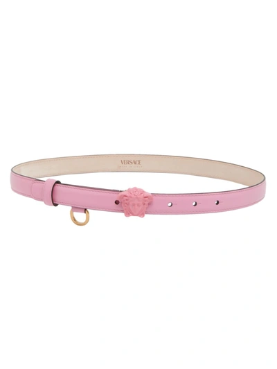 Versace La Medusa Leather Belt, Female, Pink, 100 Cm