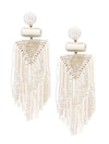 Deepa Gurnani Jody Beaded Fringe Drop Earrings In Ivory