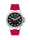 MICHAEL KORS DYLAN THREE-HAND RED SILICONE WATCH,400015339973