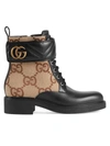 GUCCI WOMEN'S LOGO-PRINT CANVAS & LEATHER COMBAT BOOTS,400015172943