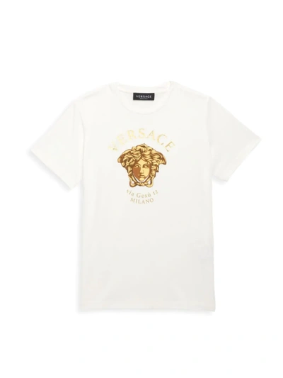 Versace Little Kid's & Kid's Medusa Milan-print Cotton T-shirt In White Gold