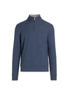 Saks Fifth Avenue Collection Hookup Quarter-zip Sweatshirt In Heathered Navy