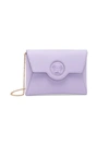 Versace La Medusa Tonal Leather Wallet Crossbody Bag In Lilac