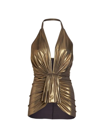 Rick Owens Sasha Gold Lamé Halter Top