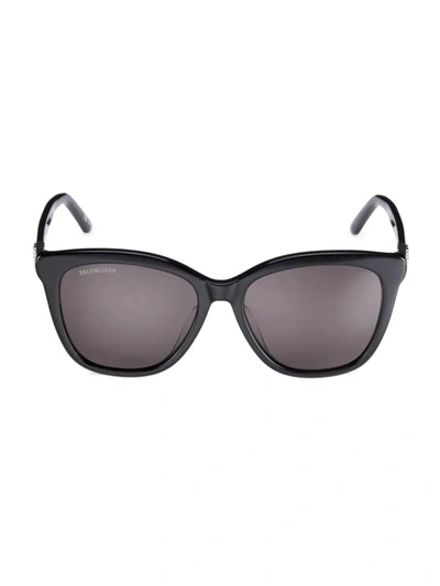 Balenciaga Bb 57mm Square Sunglasses In Shiny Black
