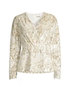 Elie Tahari Sequin Peplum Top In Sky White Gold