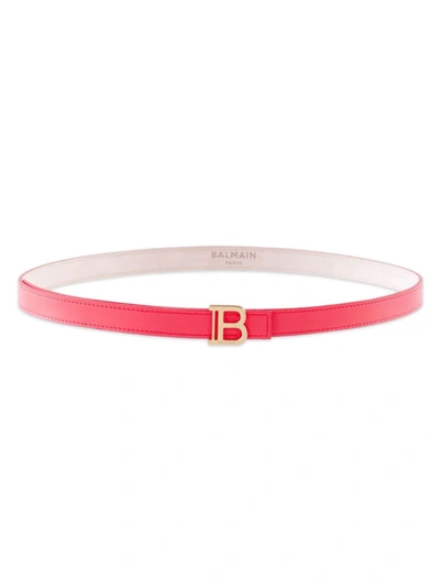 Balmain B-belt Belts In Rose-pink Leather In Red