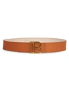 Balmain Women's B-buckle Leather Belt In Caramel