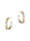 GEORG JENSEN WOMEN'S FUSION TWO-TONE 18K GOLD & DIAMOND HOOP EARRINGS,400014933029