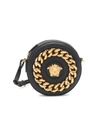 Versace Women's La Medusa Chain Leather Disco Bag In Black  Gold