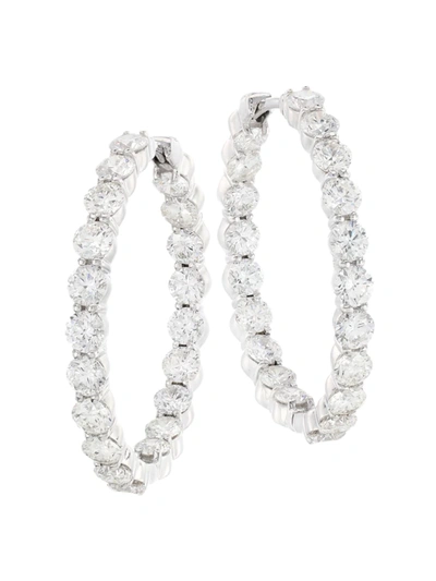 Roberto Coin Women's 18k White Gold & 7.21 Tcw Diamond Inside-out Hoop Earrings