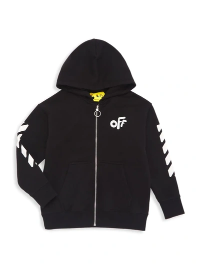 Off-white Little Kid's & Kid's Rounded Logo Hoodie In Black