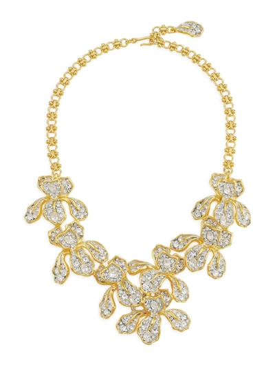 Kenneth Jay Lane Women's 22k Goldplated Iris Pavé Flowers Necklace