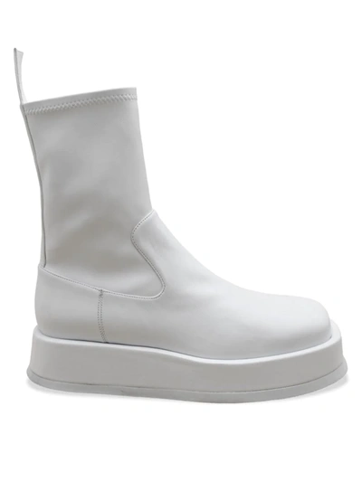 Gia Borghini Gia X Rhw Rosie 11 Platform Leather Ankle Boots In White