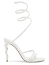 René Caovilla Crystal-embellished Wraparound 120mm Sandals In Ivory Satin