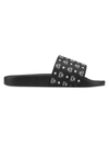 Mcm Monogram Print Rubber Slides In Black