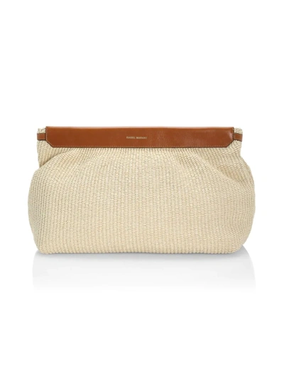 Isabel Marant Luz Small-gd Leather & Cotton Clutch In Neutrals