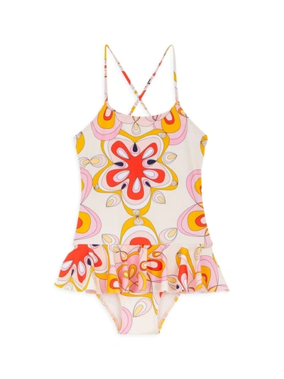 Vilebrequin Kids' Little Girl's & Girl's Kaleidoscope One-piece Swimsuit In Orange