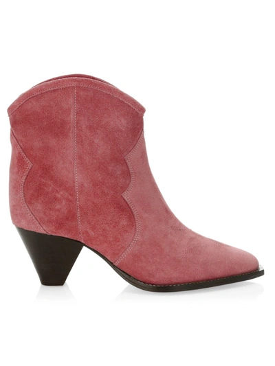 Isabel Marant Darizo Western Suede Ankle Boots In Dark Red