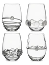 Juliska Heritage 4-piece Assorted Stemless Wine Glass Set In Clear