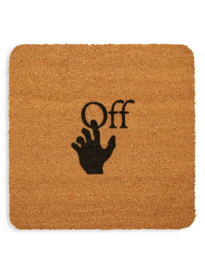Off-white Hand Logo Square Doormat In Brown Black