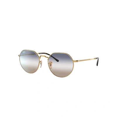 Ray Ban Jack Sunglasses Gold Frame Blue Lenses 51-20