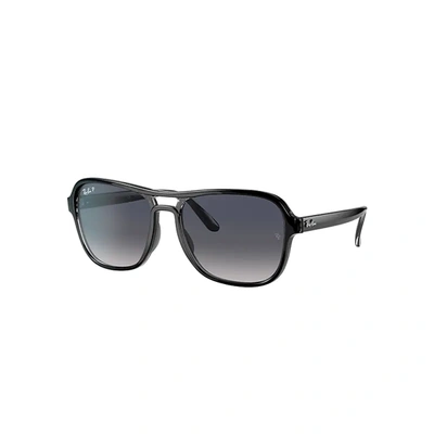 Ray Ban State Side Sunglasses Black Frame Blue Lenses Polarized 58-17