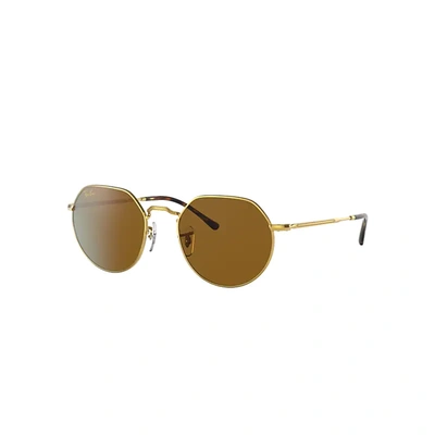 Ray Ban Jack Sunglasses Gold Frame Brown Lenses 53-20