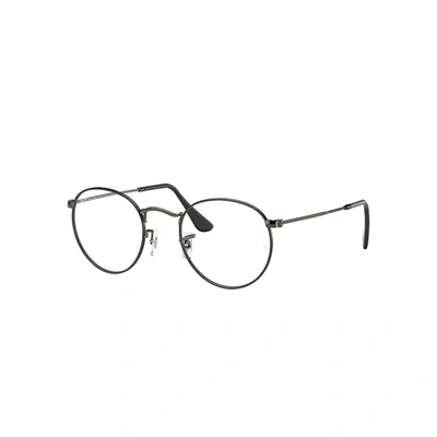 Ray Ban Round Metal Optics Eyeglasses Antique Gunmetal Frame Clear Lenses 50-21