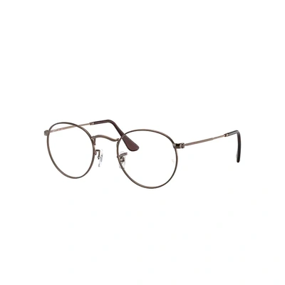 Ray Ban Round Metal Optics Eyeglasses Antique Copper Frame Clear Lenses 50-21