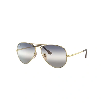 Ray Ban Rb3689 Bi-gradient Sunglasses Arista Frame Blue Lenses 58-14 In Gold