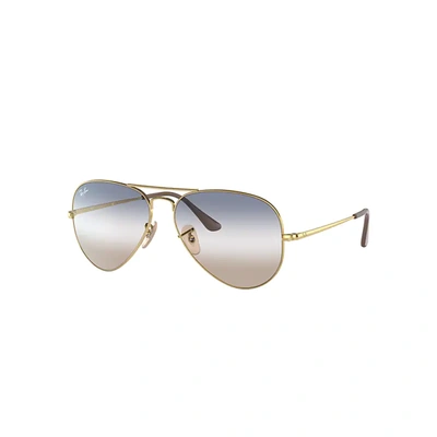 Ray Ban Rb3689 Bi-gradient Sunglasses Gold Frame Blue Lenses 55-14