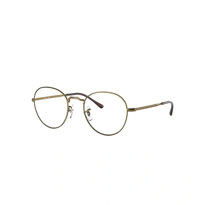 Ray Ban Round Metal Optics Ii Eyeglasses Antique Gold Frame Clear Lenses 49-20 In Antikgold