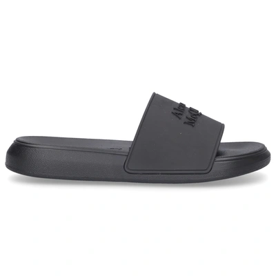 Alexander Mcqueen Beach Sandals Pool Slide Rubber In Black