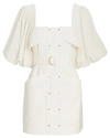 Acler Lovell Belted Puff Sleeve Mini Dress In White