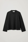 Cos Slim-fit Heavyweight Long-sleeved T-shirt In Black