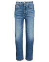 Re/done High-rise Stovepipe Jeans With Raw-edge Hem In Dusted Blue