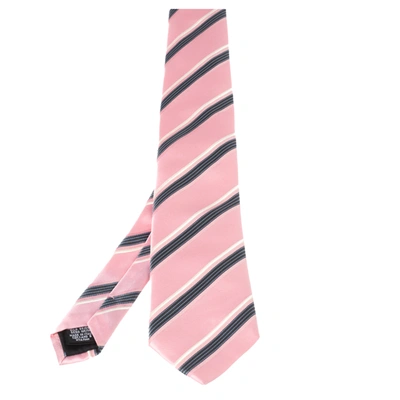 Pre-owned Boss By Hugo Boss Pink Striped Silk Tie