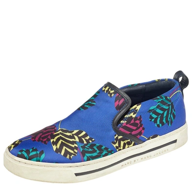 Pre-owned Marc By Marc Jacobs Multicolor Flower Print Fabric And Leather Slip On Sneakers Size 38