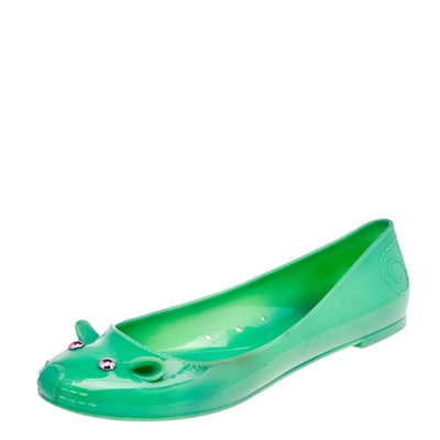 Pre-owned Marc By Marc Jacobs Green Jelly Mouse Ballet Flats Size 38